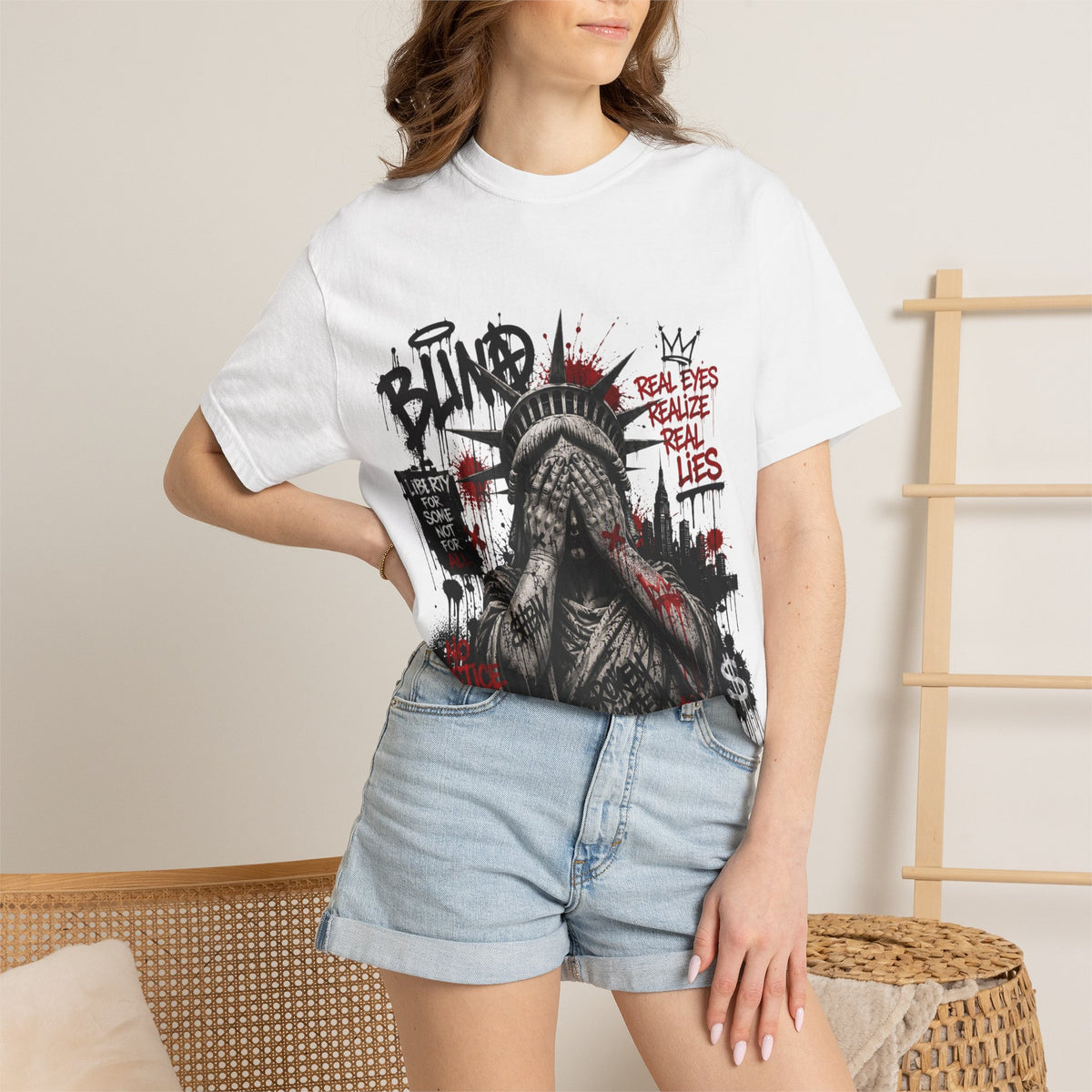T-Shirt — Graffiti Statue of Liberty 'Blind' Street Art Tee