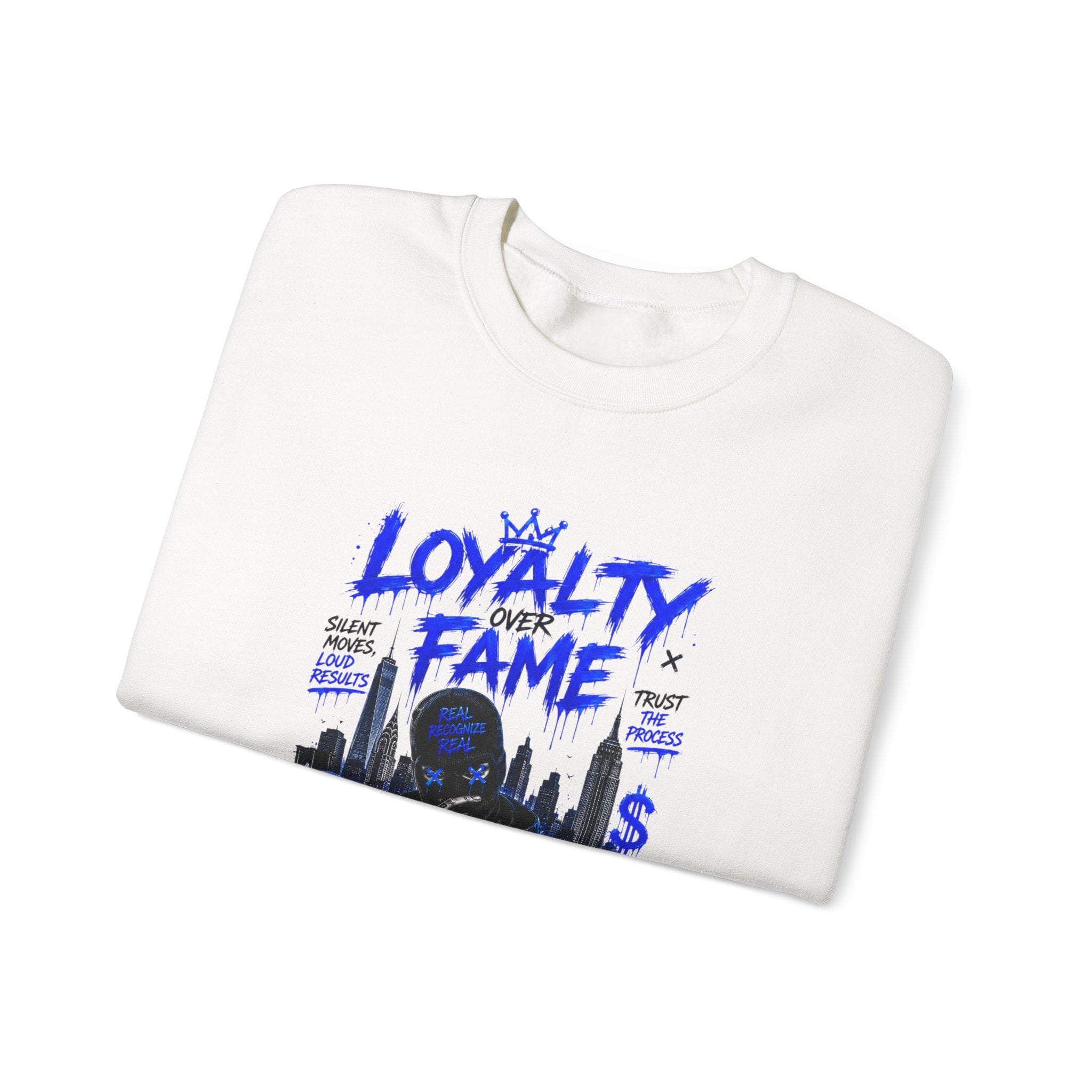 Loyalty Over Fame Crewneck Sweatshirt — 'No Fear, No Limits' Graphic Pullover