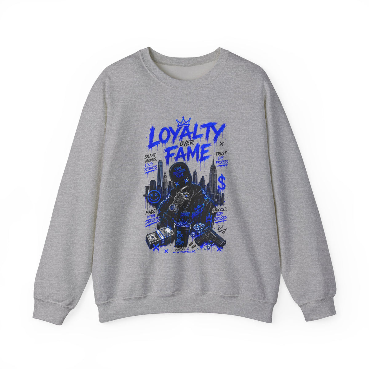 Loyalty Over Fame Crewneck Sweatshirt — 'No Fear, No Limits' Graphic Pullover