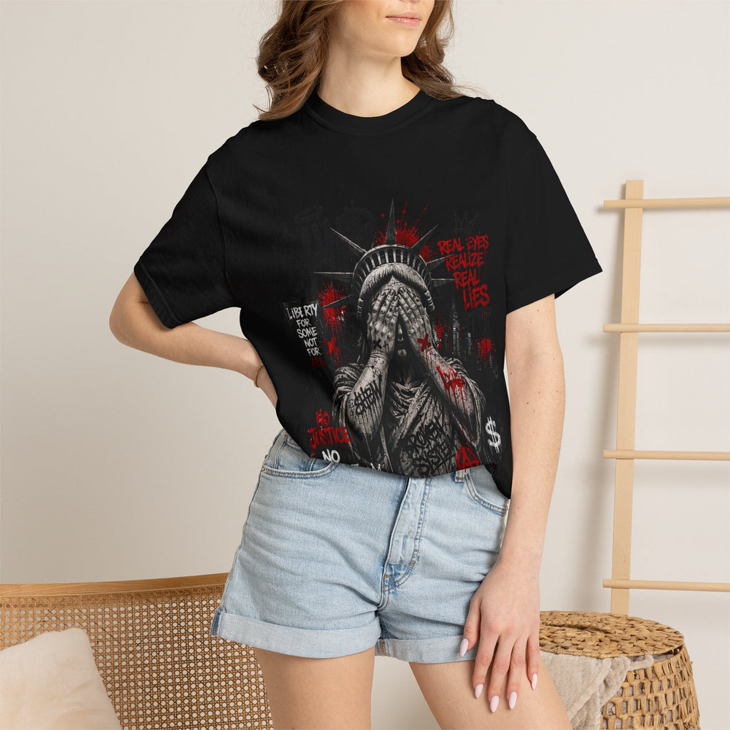 Blind Statue of Liberty Graphic T-Shirt — Urban Protest Art Tee