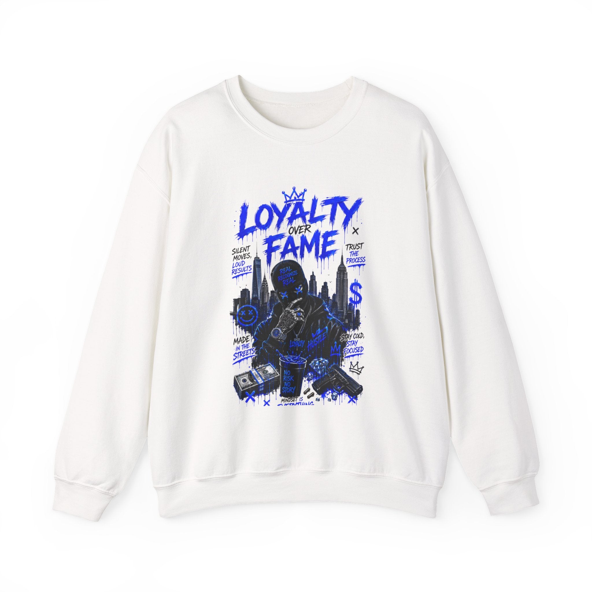 Loyalty Over Fame Crewneck Sweatshirt — 'No Fear, No Limits' Graphic Pullover