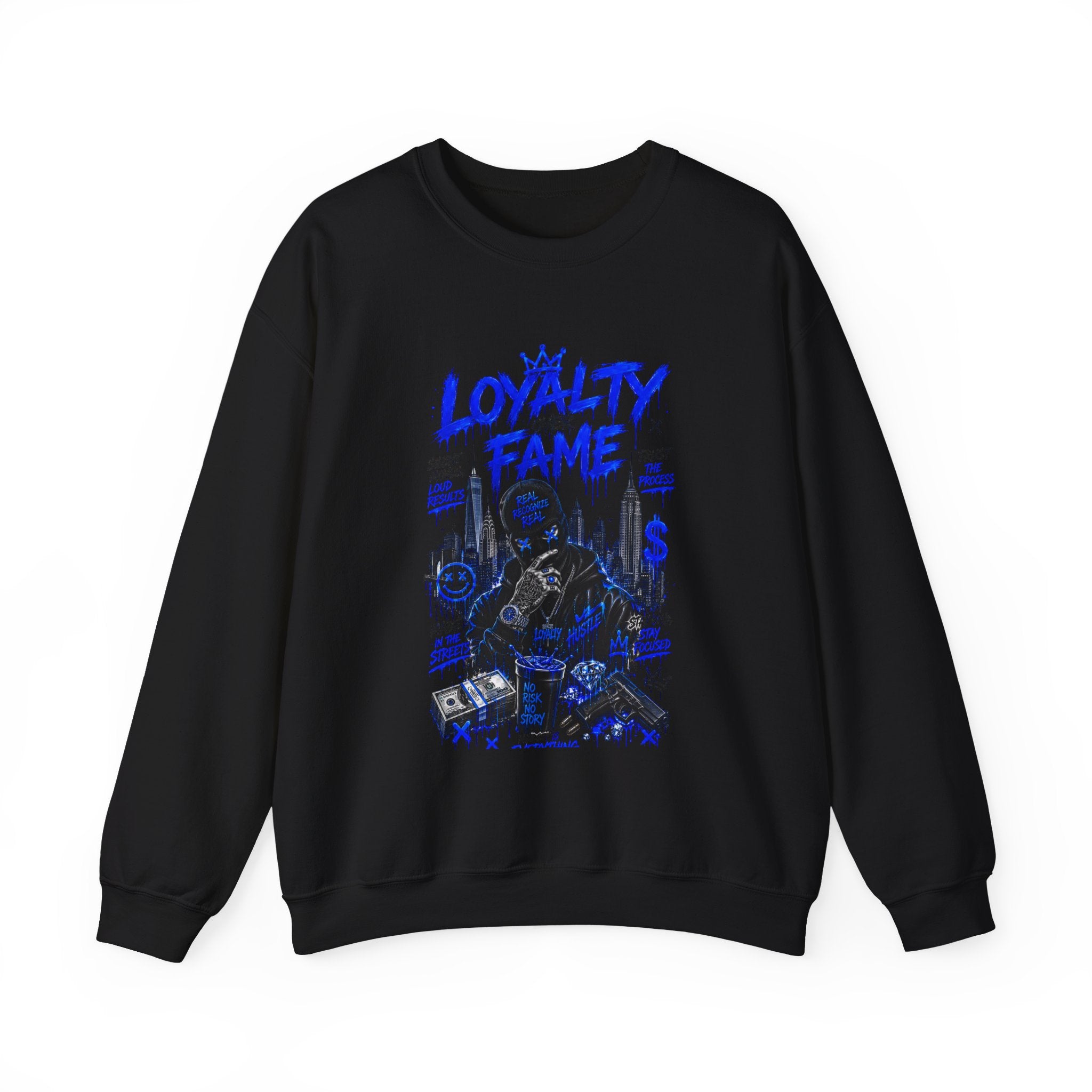 Loyalty Over Fame Crewneck Sweatshirt — 'No Fear, No Limits' Graphic Pullover