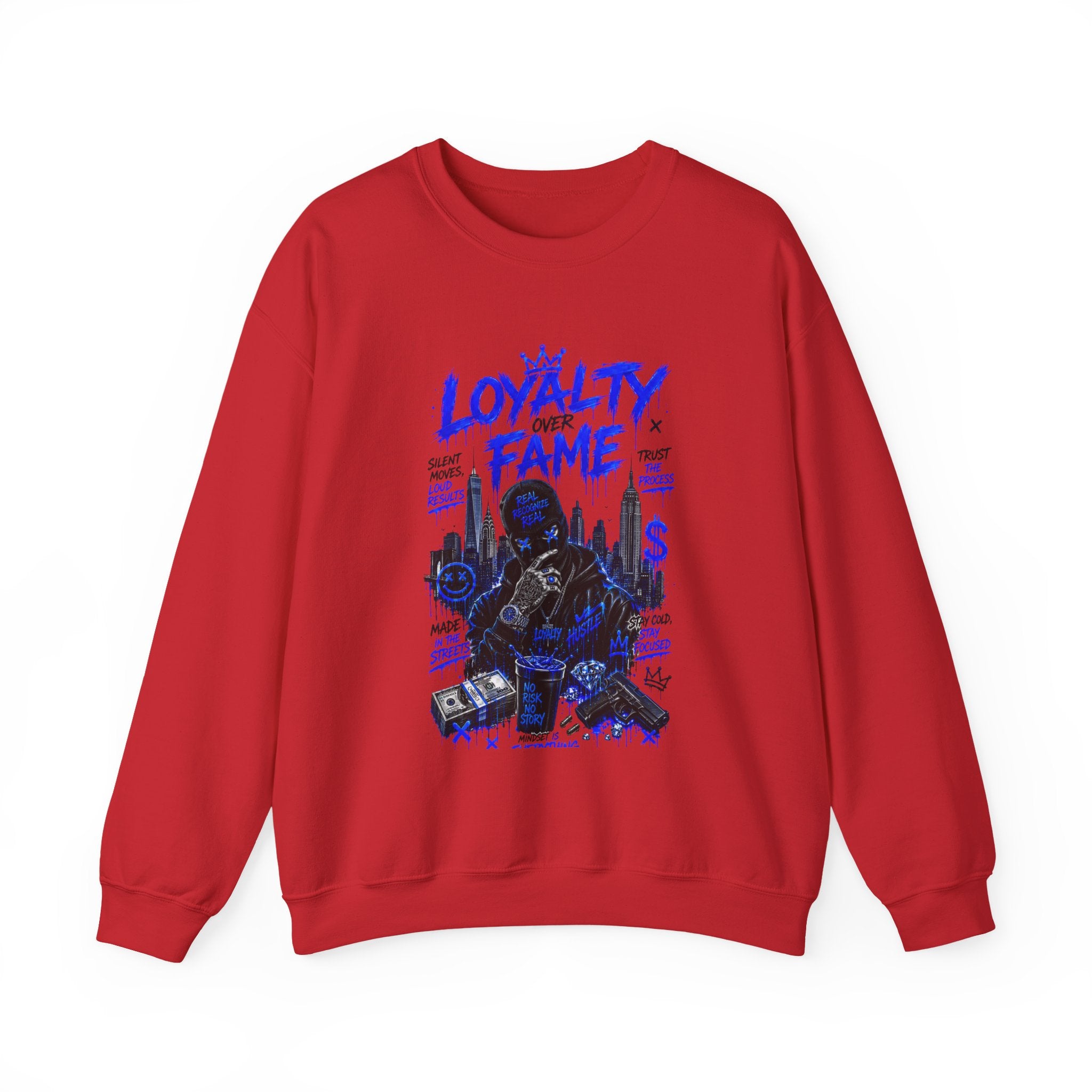 Loyalty Over Fame Crewneck Sweatshirt — 'No Fear, No Limits' Graphic Pullover