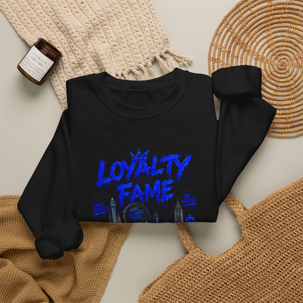 Loyalty Over Fame Crewneck Sweatshirt — 'No Fear, No Limits' Graphic Pullover