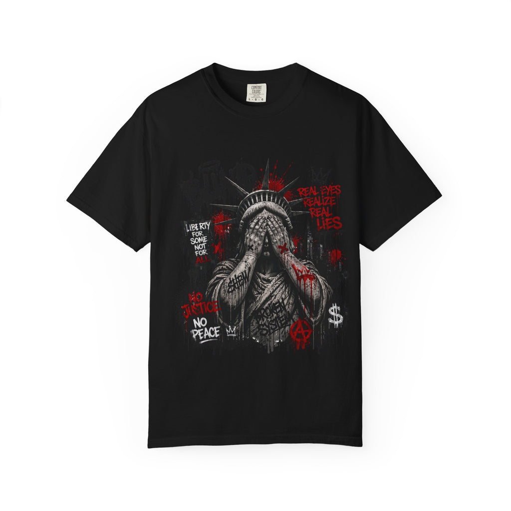 Blind Statue of Liberty Graphic T-Shirt — Urban Protest Art Tee