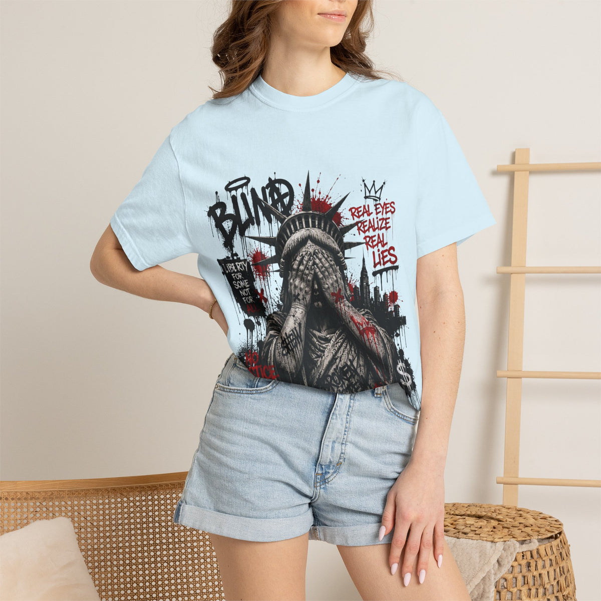 T-Shirt — Graffiti Statue of Liberty 'Blind' Street Art Tee